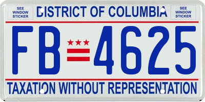 DC license plate FB4625