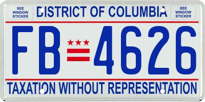 DC license plate FB4626