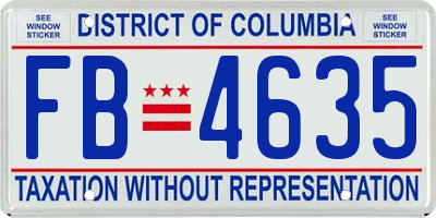 DC license plate FB4635