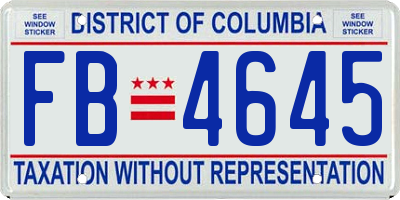 DC license plate FB4645