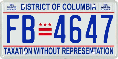 DC license plate FB4647