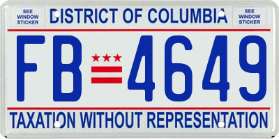 DC license plate FB4649