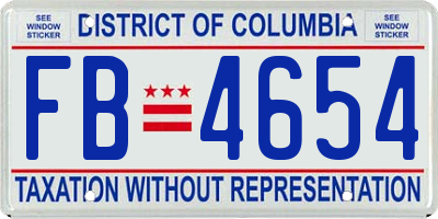 DC license plate FB4654