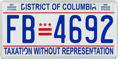 DC license plate FB4692