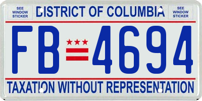 DC license plate FB4694