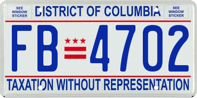 DC license plate FB4702