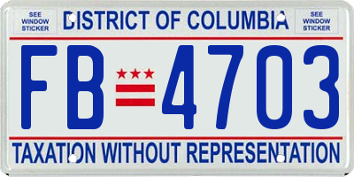 DC license plate FB4703