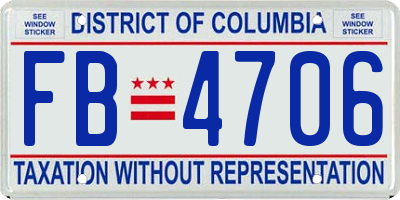 DC license plate FB4706