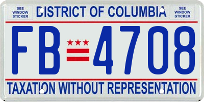 DC license plate FB4708