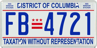 DC license plate FB4721