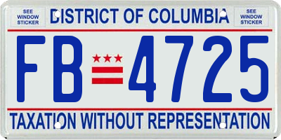 DC license plate FB4725