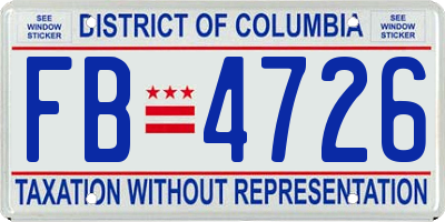 DC license plate FB4726