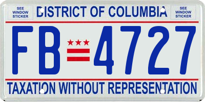 DC license plate FB4727