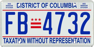 DC license plate FB4732