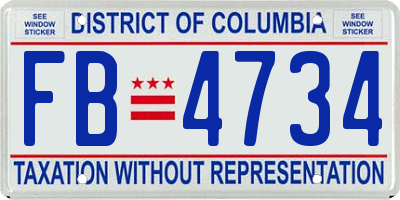 DC license plate FB4734