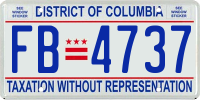 DC license plate FB4737