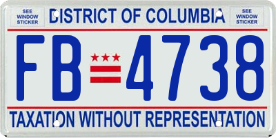 DC license plate FB4738