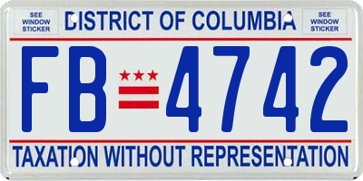 DC license plate FB4742