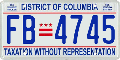 DC license plate FB4745