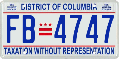 DC license plate FB4747