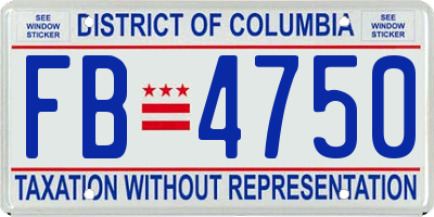 DC license plate FB4750