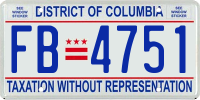 DC license plate FB4751