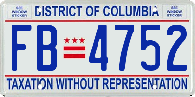 DC license plate FB4752