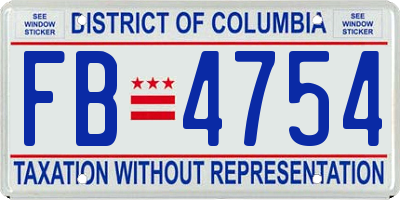 DC license plate FB4754