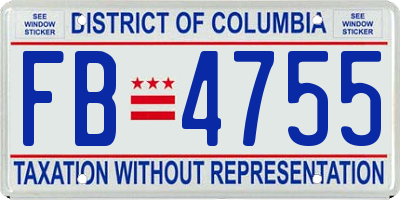 DC license plate FB4755