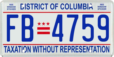 DC license plate FB4759