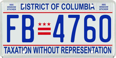 DC license plate FB4760