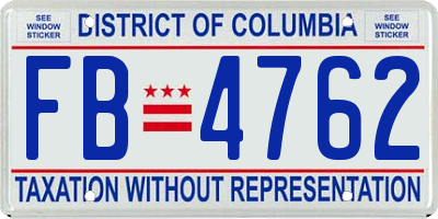 DC license plate FB4762