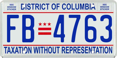 DC license plate FB4763