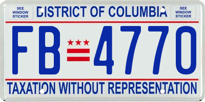 DC license plate FB4770