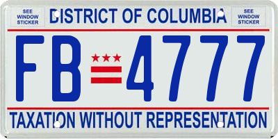 DC license plate FB4777