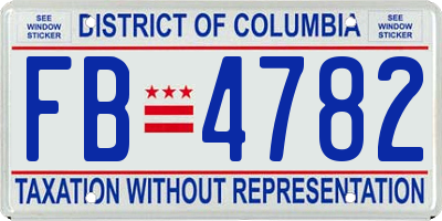 DC license plate FB4782