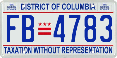 DC license plate FB4783