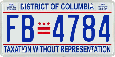 DC license plate FB4784