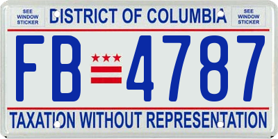 DC license plate FB4787