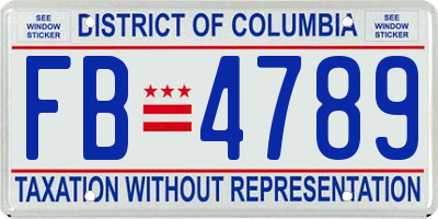 DC license plate FB4789