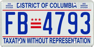 DC license plate FB4793