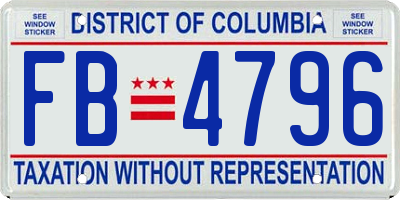 DC license plate FB4796