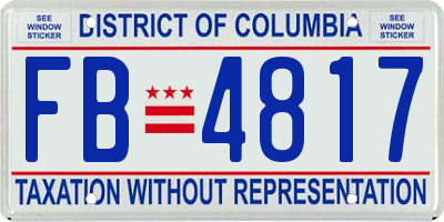 DC license plate FB4817