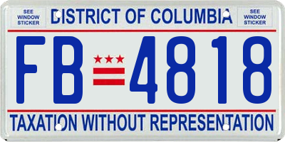 DC license plate FB4818