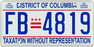 DC license plate FB4819