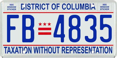 DC license plate FB4835