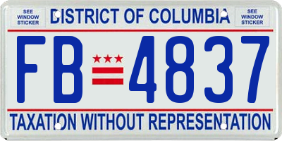 DC license plate FB4837