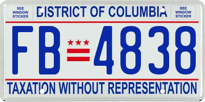 DC license plate FB4838