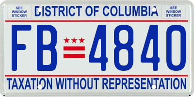 DC license plate FB4840