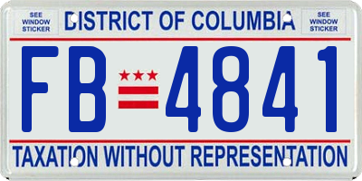 DC license plate FB4841